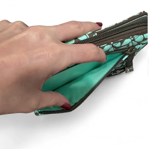 Vera Bradley Teal and Brown Leaf Wallet - Picture 5 of 11